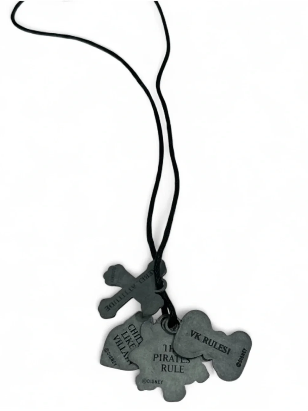 Black Cord Necklace with Metal Charms - Picture 4 of 11